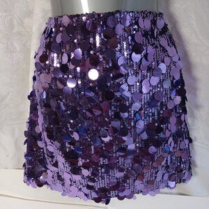 Purple Sequin Skirt Guanyy L Glitter Party Club Dance Disco Rave Holiday NYE